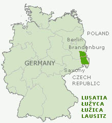 Map of Lusatia in Germany