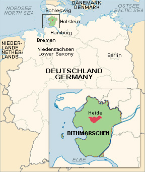 Location of Dithmarschen and Heide