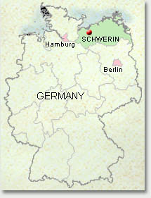 Schwerin on a map of Germany