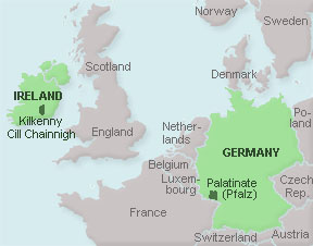 Map of Ireland, German and the Palatinate