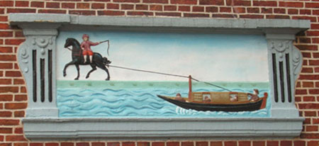 17th-century mural of a horse-drawn barge