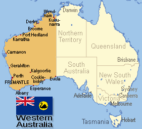 Map of Australia with Western Australia highlighted