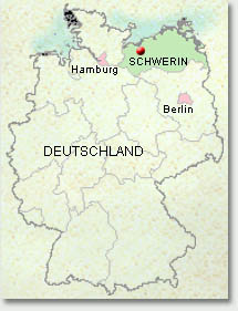 Schwerin auf einer Deutschlandkarte